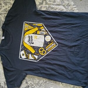Plate Crate Black Short Sleeve Tee with Yellow and White Graphic